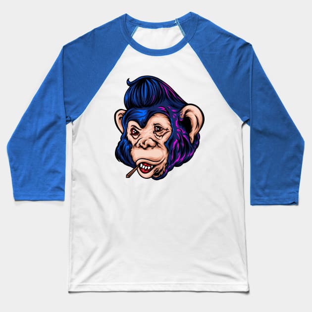 Monkey blue face Baseball T-Shirt by Mako Design 